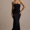 Adored | Black Strapless Structured Fishtail Maxi Dress