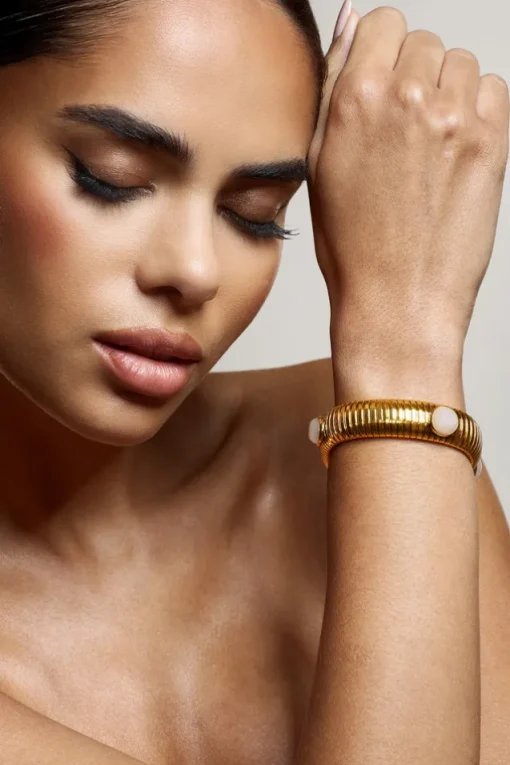 Adrianne | Gold Bracelet With Nude Pendants