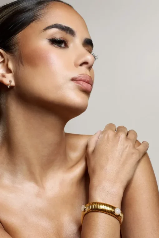 Adrianne | Gold Bracelet With Nude Pendants