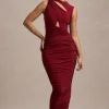 Aire | Wine Cut-Out Ruched Maxi Dress