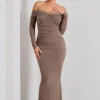 Alex | Mocha Bardot Twist Maxi Dress