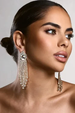 Allie | Gold Diamante Statement Drop Earrings