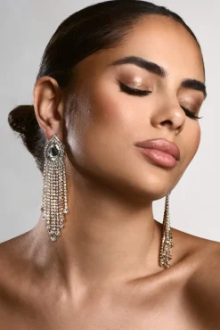 Allie | Gold Diamante Statement Drop Earrings