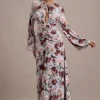 Althena | Cream Floral Print Balloon-Sleeve Maxi Dress