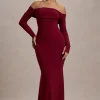 Amaia | Berry Bardot Long-Sleeve Maxi Dress