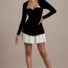 Americano | Black Velvet Sweetheart Long-Sleeve Mini Dress