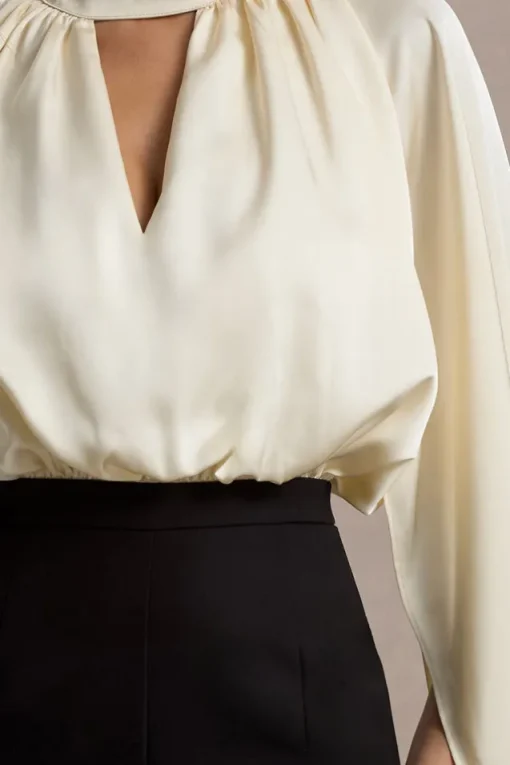 Amity | Black u0026 Cream Wide-Leg Jumpsuit With Satin Cape Sleeves