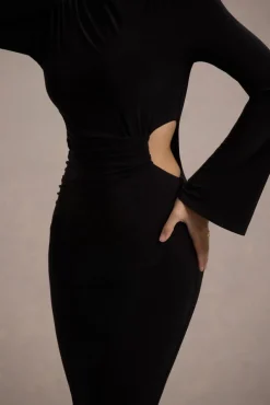 Anderson | Black High-Neck Cut-Out Maxi Dress