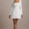 Andie | White Tailored Square-Neck Mini Dress