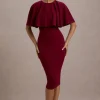 Andorra | Berry Bodycon Cape Midi Dress