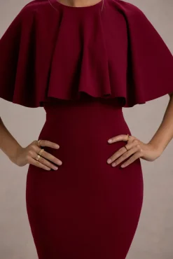 Andorra | Berry Bodycon Cape Midi Dress