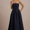 Annalise | Navy Bandeau Skater Midi Dress