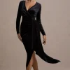 Arcadia | Black Velvet Plunge-Neck Wrap Maxi Dress