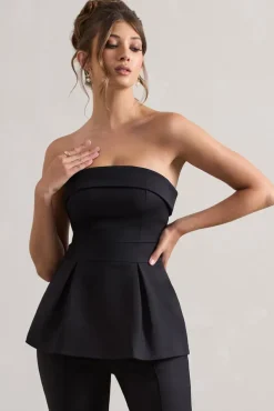 Arrow | Black Strapless Tailored Top