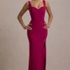 Ashburn | Mulberry Strappy Sweetheart Split Maxi Dress