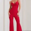 Aspiration | Red Knot Detail Ruched Jumpsuit