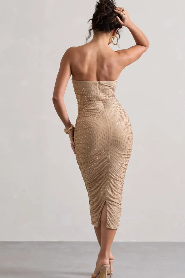Astro | Gold Embellished Bandeau Midi Dress