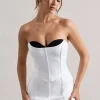 Aubriella | White Strapless Lace-Up Corset Top