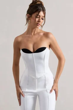 Aubriella | White Strapless Lace-Up Corset Top