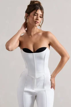 Aubriella | White Strapless Lace-Up Corset Top