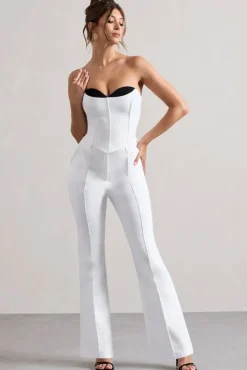 Aubriella | White Strapless Lace-Up Corset Top