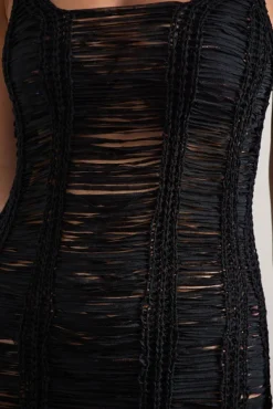 Bahama | Black Crochet Square-Neck Maxi Dress