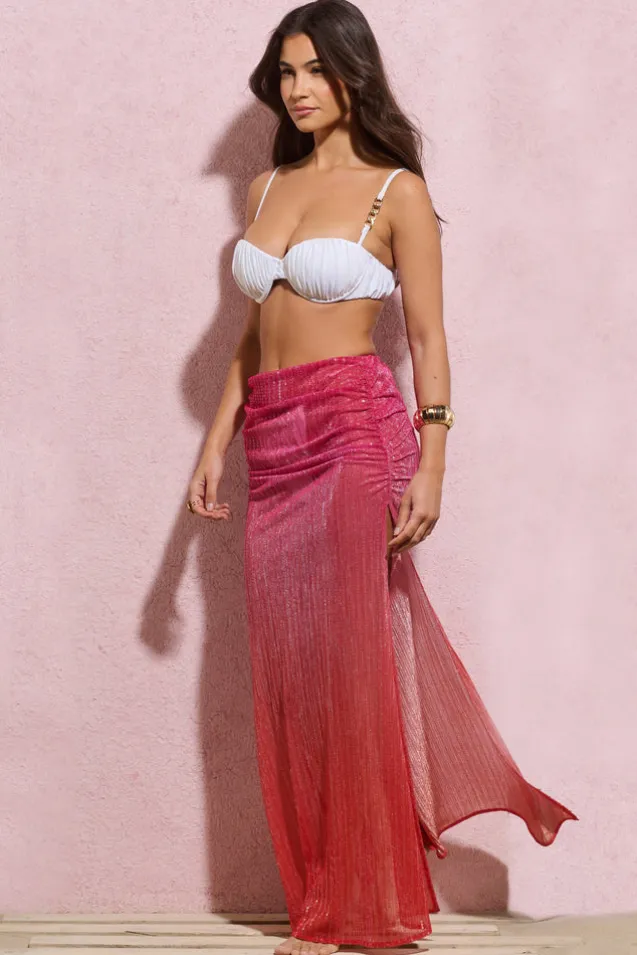 Before Dark | Pink u0026 Orange Ombre Sequin Maxi Skirt