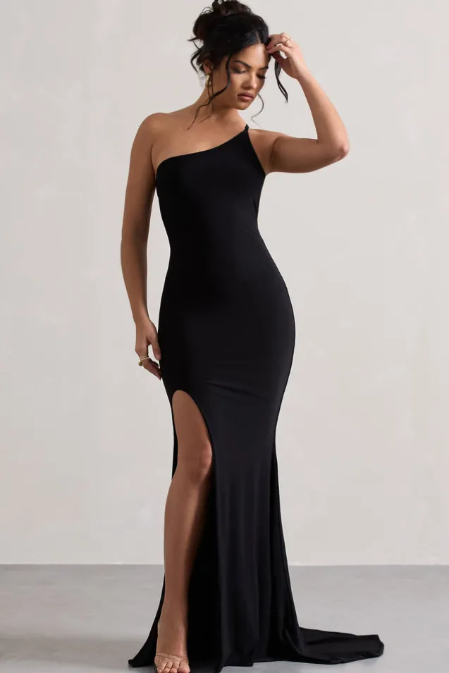 Belle | Black One Shoulder Fishtail Maxi Dress
