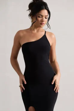 Belle | Black One Shoulder Fishtail Maxi Dress