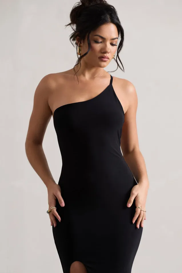 Belle | Black One Shoulder Fishtail Maxi Dress
