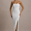 Belle of The Ball | White Bandeau Maxi Dress With Split Hem