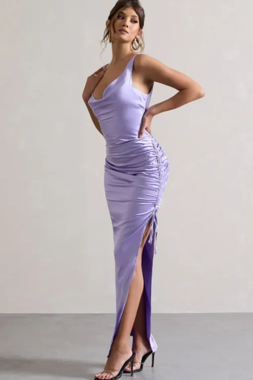 Belonging | Lilac Ruched Cowl Maxi Dress