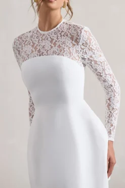Birdie | White Lace Long-Sleeve Mini Dress