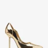 Blade | Gold Metallic Court Heels With Scallop Edge