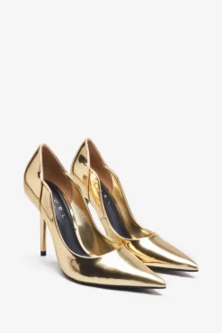 Blade | Gold Metallic Court Heels With Scallop Edge