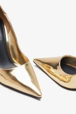 Blade | Gold Metallic Court Heels With Scallop Edge