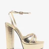 Bold Soul | Gold Reptile Strappy Heeled Platform Sandals