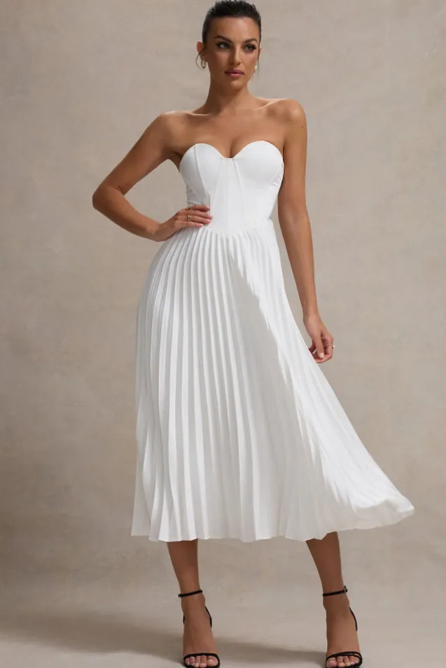 Bordeaux | Cream Satin Corset Style Midi Dress