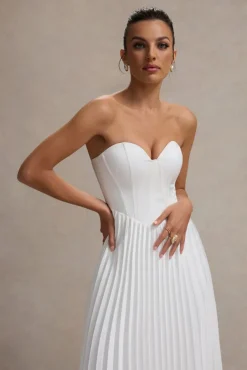 Bordeaux | Cream Satin Corset Style Midi Dress