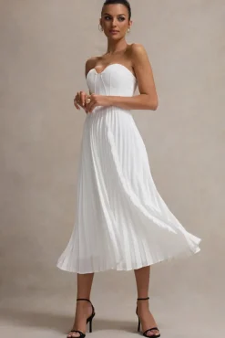 Bordeaux | Cream Satin Corset Style Midi Dress