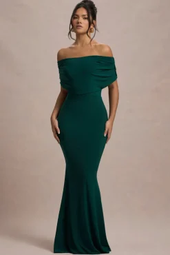 Bowden | Bottle Green Bardot Maxi Dress
