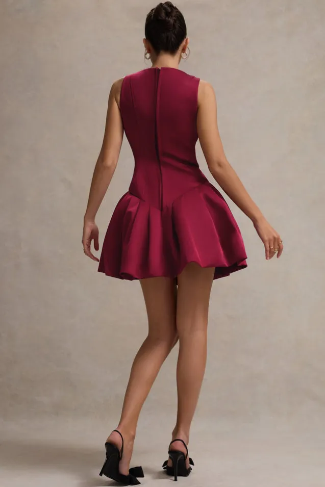 Bramble | Port Satin Square-Neck Puffball Mini Dress