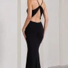 Brianna | Black Sleeveless Halter-Neck Open-Back Maxi Dress
