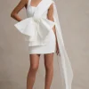 Brulee | Cream Scoop-Neck Sash Mini Dress With Bow