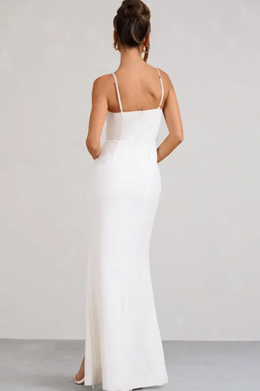 Buttercup | White Strappy Floral Split Maxi Dress