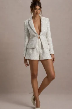 Cambridge | Cream Boucle Tailored Shorts