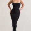 Camera One | Black Strappy Laced Bodycon Maxi Dress
