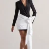 Capital | Black Tailored Blazer Mini Dress With Side Drape