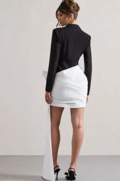 Capital | Black Tailored Blazer Mini Dress With Side Drape