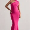 Capucine | Pink One Shoulder Draped Maxi Dress